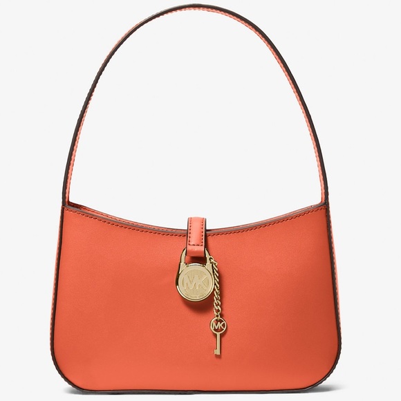 Michael Kors Lyra Small Leather Pochette Bag Red Clay - Picture 1 of 10